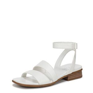 Naturalizer White Leather Ankle-Strap Sandals
